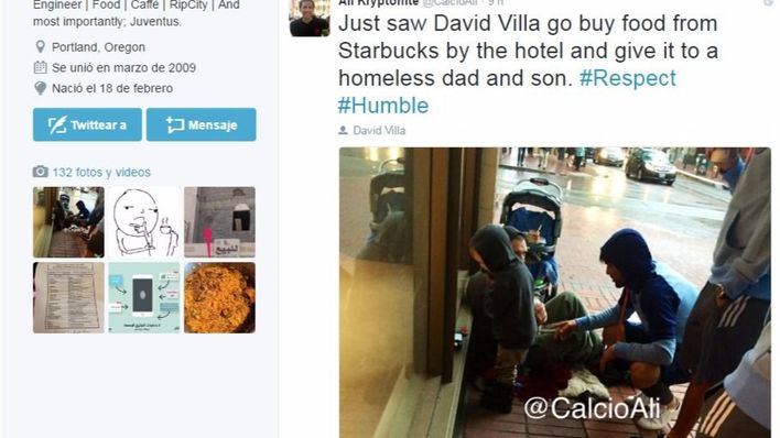 Villa compra comida para un padre y su hijo que pedían en la calle
