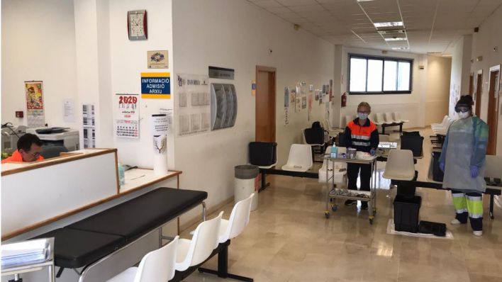 Punto Covid-exprés en un Centro de Atención Primaria de Mallorca.